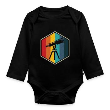 Télescope rétro hexagone astro photographe - Body Bébé bio manches longues - noir - Devant
