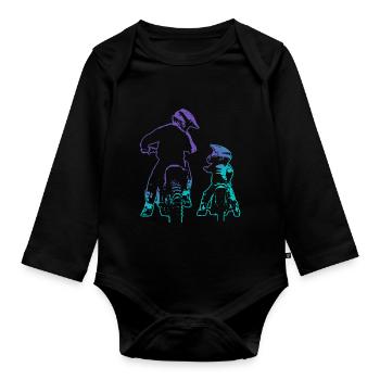 Dirt Bike Dad Son Motocross - Organic Longsleeve Baby Bodysuit - black - Front