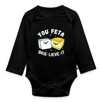 Cheese Feta Cheese - Organic Longsleeve Baby Bodysuit - black - Front