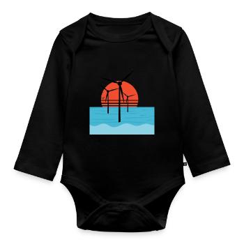Windrad - Baby Bio-Langarm-Body - Schwarz - Vorne