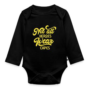 not all heroes wear capes - Body Bébé bio manches longues - noir - Devant