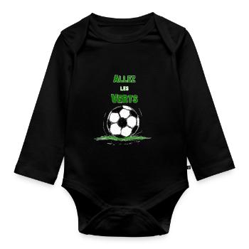 Allez les verts ! - Body Bébé bio manches longues - noir - Devant