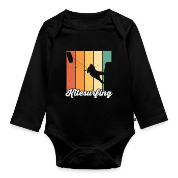 Kitesurfen Kiteboarding Kite Kiten - Baby Bio-Langarm-Body - Schwarz - Vorne
