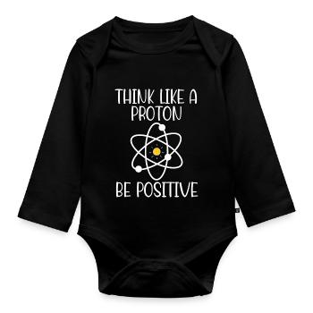 Pensez comme un proton Soyez positif - Body Bébé bio manches longues - noir - Devant