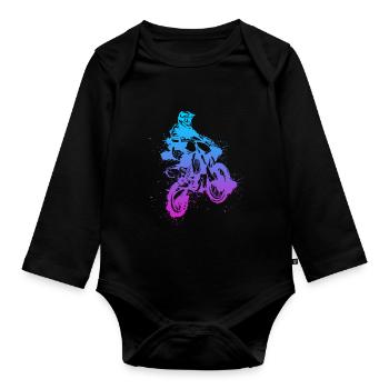 Dirt Bike - Silhouette Motocross Enduro Gift - Baby Bio-Langarm-Body - Schwarz - Vorne