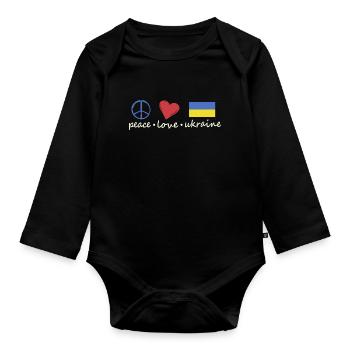 Peace Love Ukraine Stand for Ukraine Gift - Organic Longsleeve Baby Bodysuit - black - Front