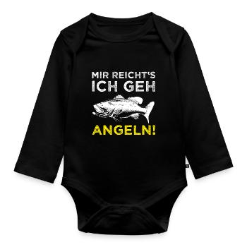 Angeln Fischen Angler Fischer lustiger Spruch - Baby Bio-Langarm-Body - Schwarz - Vorne