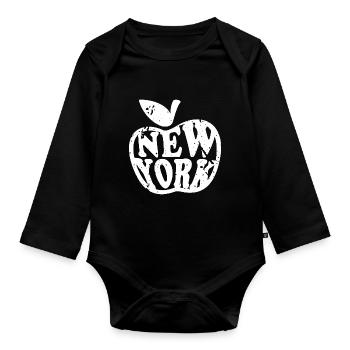 New York Vintage Big Apple - Organic Longsleeve Baby Bodysuit - black - Front