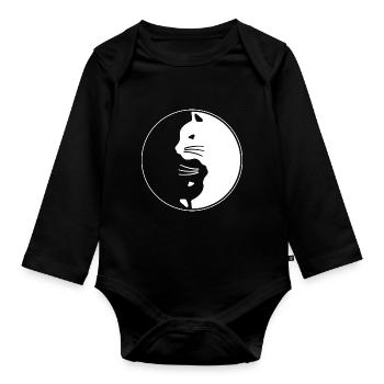 Chats Yin et Yang - Body Bébé bio manches longues - noir - Devant
