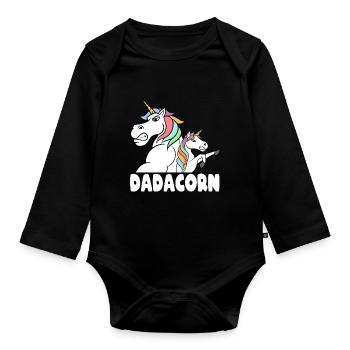 Unicorn Magic Dad Grandfather Relative Dadacorn - Baby Bio-Langarm-Body - Schwarz - Vorne