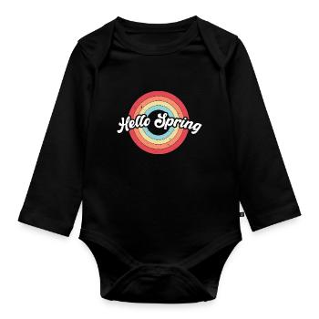 Hello Spring Hello Spring Vintage Arc-en-ciel - Body Bébé bio manches longues - noir - Devant