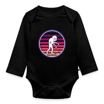 Retro Zombie T-Shirt Oldschool Zombieapokalypse - Baby Bio-Langarm-Body - Schwarz - Vorne