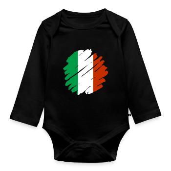 Italie Drapeau Vintage Drapeau Italien Occasion Look - Body Bébé bio manches longues - noir - Devant