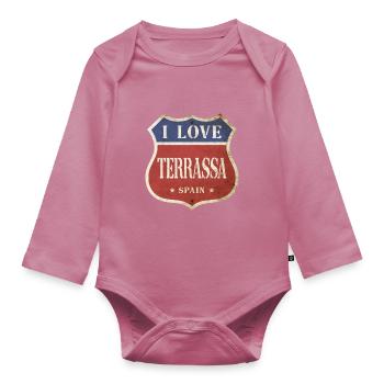 Terrassa Spain City I Love Vintage Retro - Organic Longsleeve Baby Bodysuit - mauve - Front