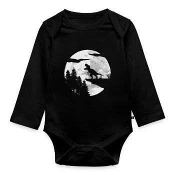 T-Rex Tyrannosaurus Rex - Baby Bio-Langarm-Body - Schwarz - Vorne