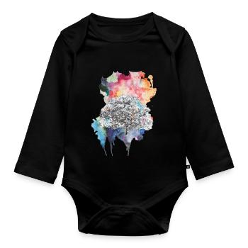Explosion of color - Organic Longsleeve Baby Bodysuit - black - Front