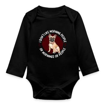 French Bulldog Frenchie Französische Bulldogge - Organic Longsleeve Baby Bodysuit - black - Front