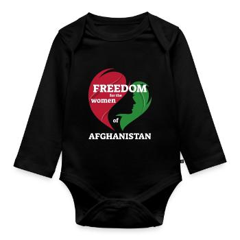 Liberté pour les femmes d’Afghanistan. Solidarité - Body Bébé bio manches longues - noir - Devant