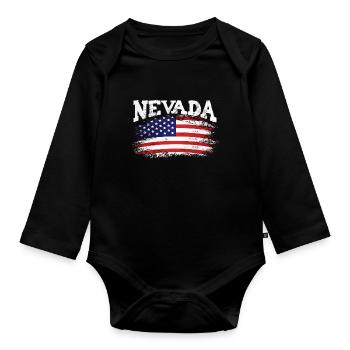Nevada Pride State Mountain - Baby Bio-Langarm-Body - Schwarz - Vorne