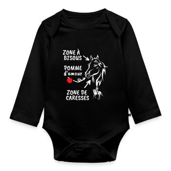 CHEVAL ZONE DE BISOUS - Body Bébé bio manches longues - noir - Devant