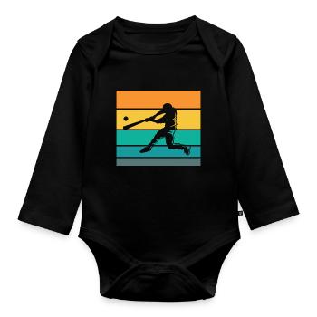 Baseball Baseball Player Baseball Bat Batter - Organic Longsleeve Baby Bodysuit - black - Front