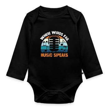 Musician Music Rhythm Clef - Organic Longsleeve Baby Bodysuit - black - Front
