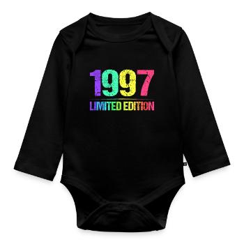 1997 Limited Edition Jahrgang 97er Retro Jahrgang - Baby Bio-Langarm-Body - Schwarz - Vorne