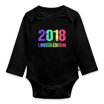 2018 Limited Edition Jahrgang 18er Retro Jahrgang - Baby Bio-Langarm-Body - Schwarz - Vorne