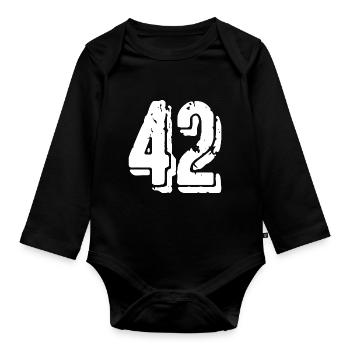 42 number jersey - Organic Longsleeve Baby Bodysuit - black - Front