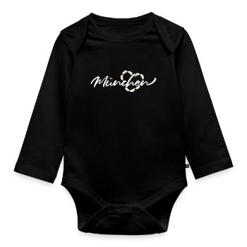 Mon cœur bat pour Munich - Blanc - Body Bébé bio manches longues - noir - Devant