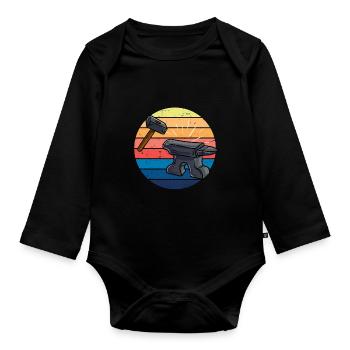 Schmied Vintage Goldschmied Amboss Schmiedekunst - Baby Bio-Langarm-Body - Schwarz - Vorne