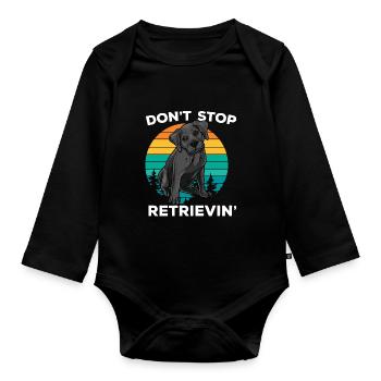 Dont Stop Retrieving Golden Retriever Goldie - Baby Bio-Langarm-Body - Schwarz - Vorne