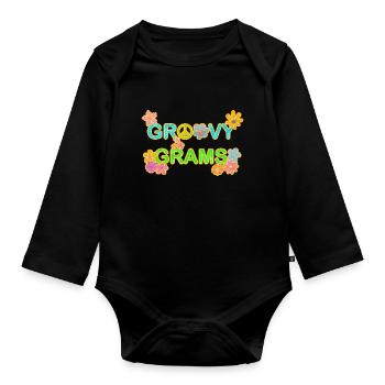 Hippie Peace Peace 60's 70's Love T-Shirt - Organic Longsleeve Baby Bodysuit - black - Front