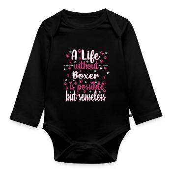 Leben Liebe Hunderasse Boxer Hund - Baby Bio-Langarm-Body - Schwarz - Vorne
