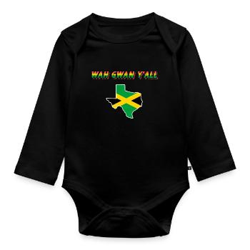 Jamaikanisch-texanisches Design für Einwanderer - Baby Bio-Langarm-Body - Schwarz - Vorne