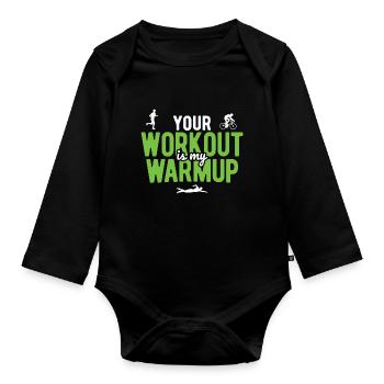 Laufen Schwimmen Radfahren Triathlon - Baby Bio-Langarm-Body - Schwarz - Vorne
