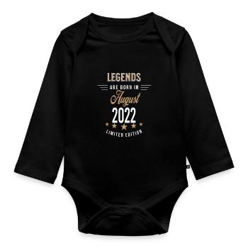 Legends are born in August 2022 - Organic Longsleeve Baby Bodysuit - black - Front