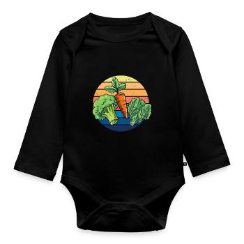 Vegan Vintage Vegetarian Animal Welfare Organic - Baby Bio-Langarm-Body - Schwarz - Vorne