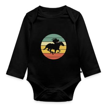 Pferde Vintage Reiten Reitsport Pony Pferdefreund - Baby Bio-Langarm-Body - Schwarz - Vorne