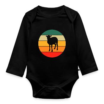Retro Schaf - Baby Bio-Langarm-Body - Schwarz - Vorne