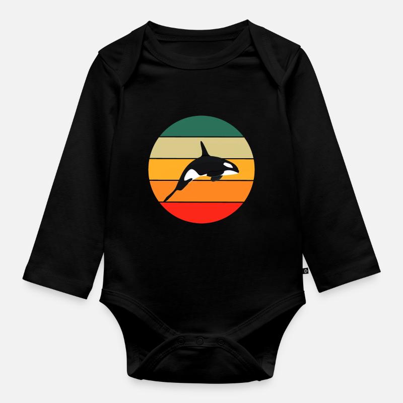 Retro Killerwal - Baby Bio-Langarm-Body - Schwarz