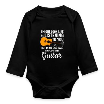 Gitarre Gitarrist Musiker Guitar - Baby Bio-Langarm-Body - Schwarz - Vorne