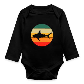 Requin rétro - Body Bébé bio manches longues - noir - Devant