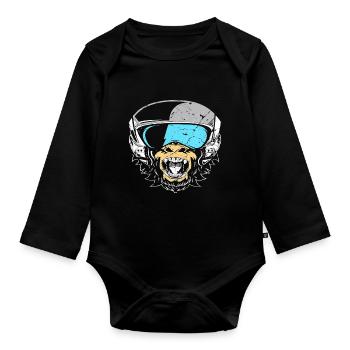 Lustiges Affe Schimpanse DNA - Baby Bio-Langarm-Body - Schwarz - Vorne
