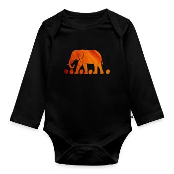 Éléphant d’Afrique Défense Zoo Marche sur Oeufs - Body Bébé bio manches longues - noir - Devant