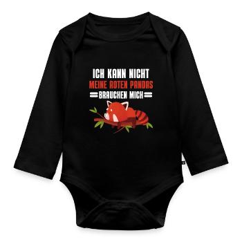 Zoo Tierliebhaber Geschenk Lustiges Roter Panda - Baby Bio-Langarm-Body - Schwarz - Vorne