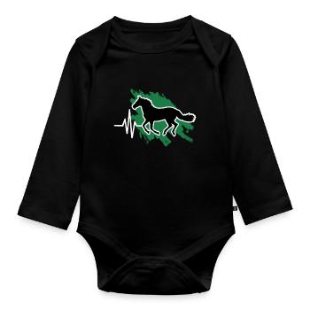 Cheval Rythme Cardiaque Équitation - Body Bébé bio manches longues - noir - Devant