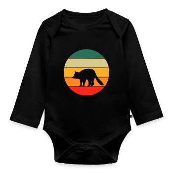 Wald Tier Trash Panda Geschenk Retro Waschbär - Baby Bio-Langarm-Body - Schwarz - Vorne