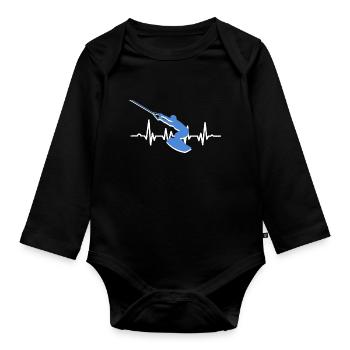 Wakeboard Wind Surf Geschenk Herzschlag - Baby Bio-Langarm-Body - Schwarz - Vorne