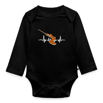 Wakeboard Wind Surf Geschenk Herzschlag - Baby Bio-Langarm-Body - Schwarz - Vorne